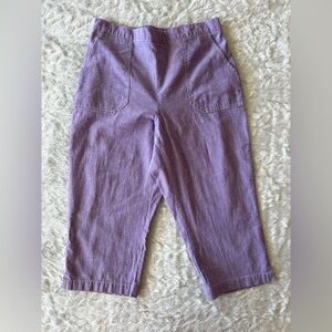 Alfred Dunner Purple Cotton Linen Blend Cropped Capri Pants - Size 6P, 6 Petite